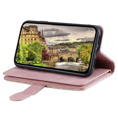 Til Google Pixel 9A Etui med Lynlåslomme og 9 Kortlommer – RoseGold