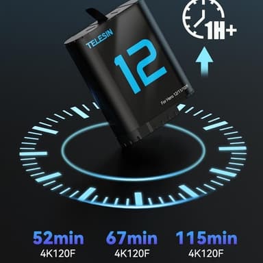 TELESIN S0-ECB-02-TGP batteri til GoPro Hero 12 11 10 9 1720mAh udskiftning