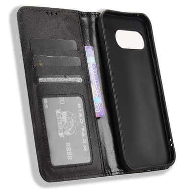 Til Google Pixel 9A Stand Phone Case Fuld Protection Pung Cover - Sort
