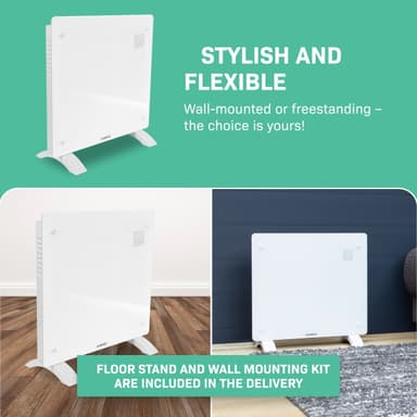 VONROC Radiator - Elradiator - Glas - Luksus - 1000W | WIFI | Hvid