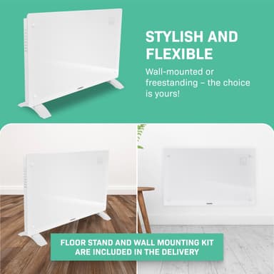 VONROC Radiator - Elradiator - Glas - Luksus - 2000W | WIFI | Hvid