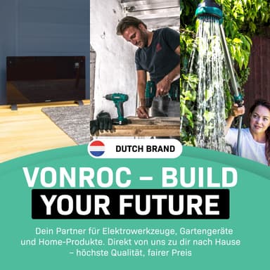 VONROC Tapetafdamper - Tapetfjerner - 2000W, 4.5L Tank, 3.5m Slange - Effektiv Fjernelse af Tapet Uden Kemikalier