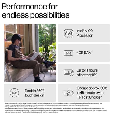 HP Chromebook x360 14 N100/4/128/IPS 14" bærbar computer