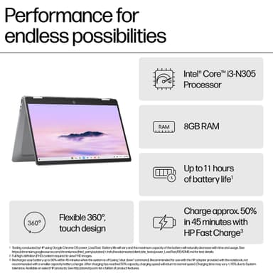 HP Chromebook x360 14 i3-N305/8/128/IPS 14" bærbar computer