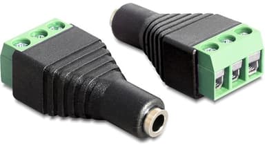 DeLOCK stereo adapter, 3,5mm stereo hun til 3-pins terminalblok, sort/