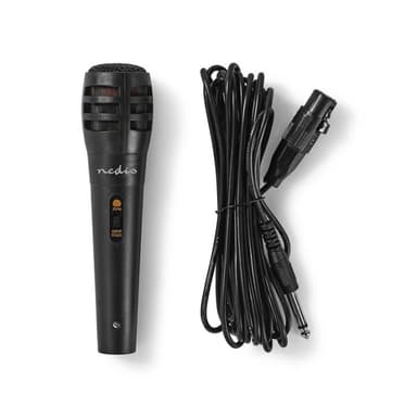 Nedis Mikrofon | Cardioid | Aftageligt kabel | 5.00 m | 80 Hz - 12 kHz | 600 Ohm | -75 dB | Indbygget on/off-knap (tænd/sluk) | Rejsetaske inkluderet | ABS / Aluminium | Sort