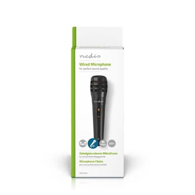 Nedis Mikrofon | Cardioid | Aftageligt kabel | 5.00 m | 80 Hz - 12 kHz | 600 Ohm | -75 dB | Indbygget on/off-knap (tænd/sluk) | Rejsetaske inkluderet | ABS / Aluminium | Sort