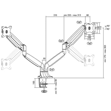 LogiLink Monitorarm dubbel 13-32"" gas A (BP0043)