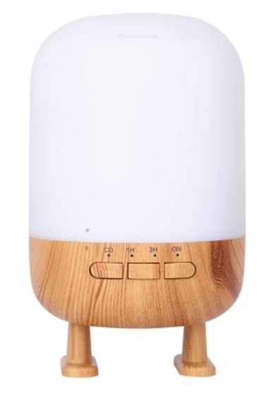Luftfugter med højttaler og lampe, lyst trædesign