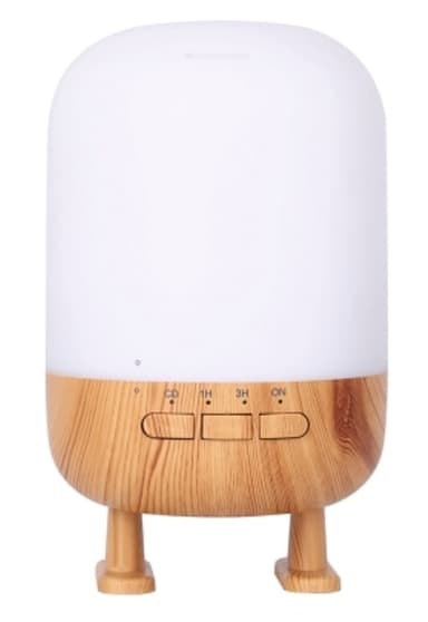 Luftfugter med højttaler og lampe, lyst trædesign