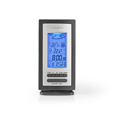 Nedis vejrstation | Indendørs & Udendørs | Inkluderet trådløs vejrsensor | Vejrudsigt | Tidsvisning | LCD Display | Alarmurfunktion
