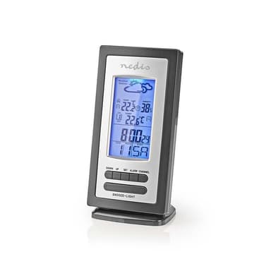 Nedis vejrstation | Indendørs & Udendørs | Inkluderet trådløs vejrsensor | Vejrudsigt | Tidsvisning | LCD Display | Alarmurfunktion