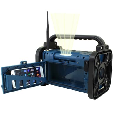 Soundmaster DAB85BL Stereo DAB+/FM bygg/trädgårds-radio med Bluetooth®, LED-belysning & Li-Ion batteri