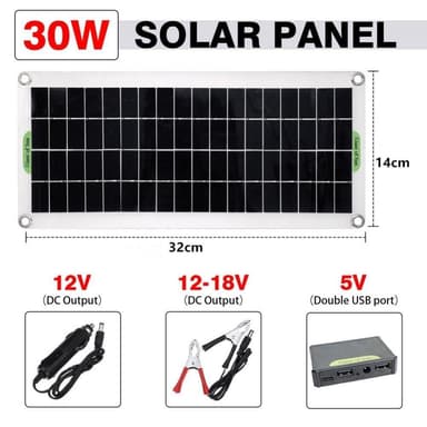 30W bærbart solpanel solopladningsregulator til bilbådcamping