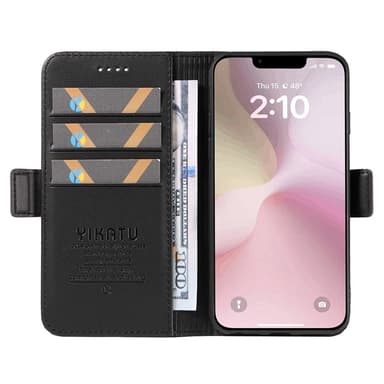 YIKATU læder pung-etui til iPhone 16e – Sort