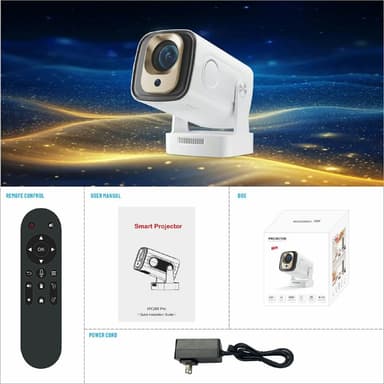 HY260 Pro Projektor 1GB+8GB Android 11.0 WiFi6 BT5.4 Hjemmebiograf 200 ANSI Lumen