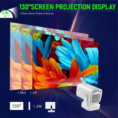 HY260 Pro Projektor 1GB+8GB Android 11.0 WiFi6 BT5.4 Hjemmebiograf 200 ANSI Lumen