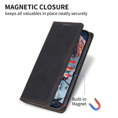 Til iPhone 16e cover magnetisk lukning fliptelefoncover - Sort