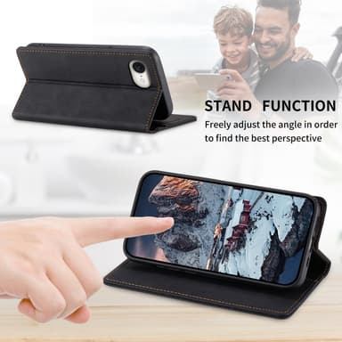 Til iPhone 16e cover magnetisk lukning fliptelefoncover - Sort