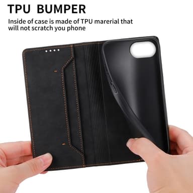 Til iPhone 16e cover magnetisk lukning fliptelefoncover - Sort
