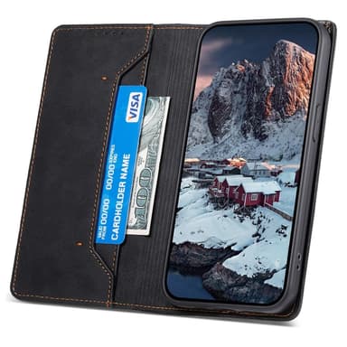 Til iPhone 16e cover magnetisk lukning fliptelefoncover - Sort