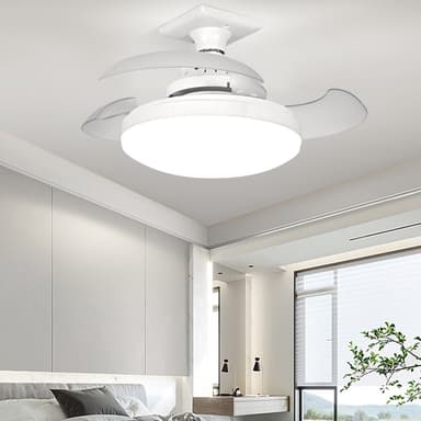 Loftsventilator E27 Ventilator Loftslys med fjernbetjening APP kontrol 3 hastigheder dæmpbar