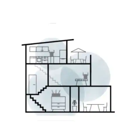 Illustration af netværks-extender i hus