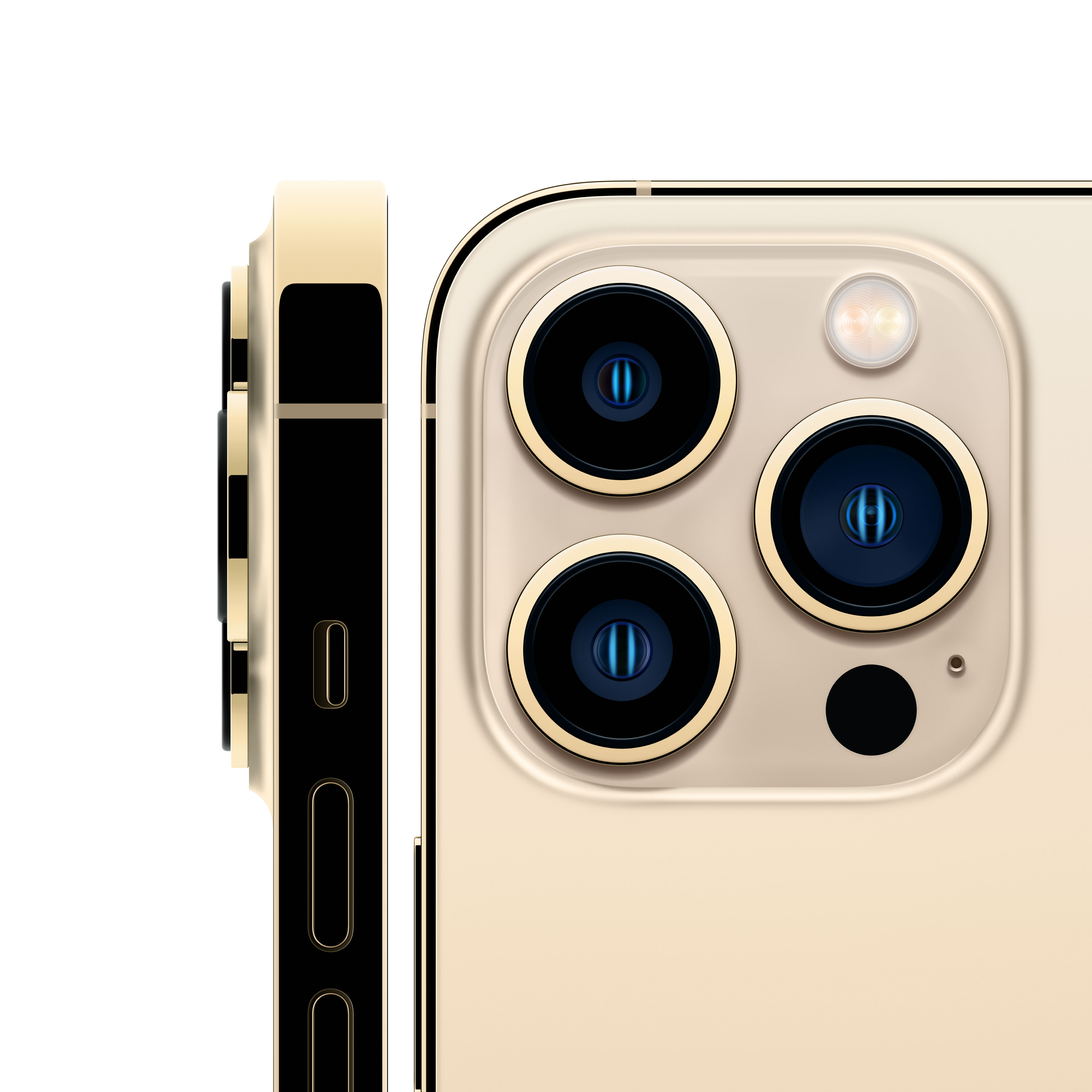 To iPhone 13 Pro-telefoner set bagfra og fra siden