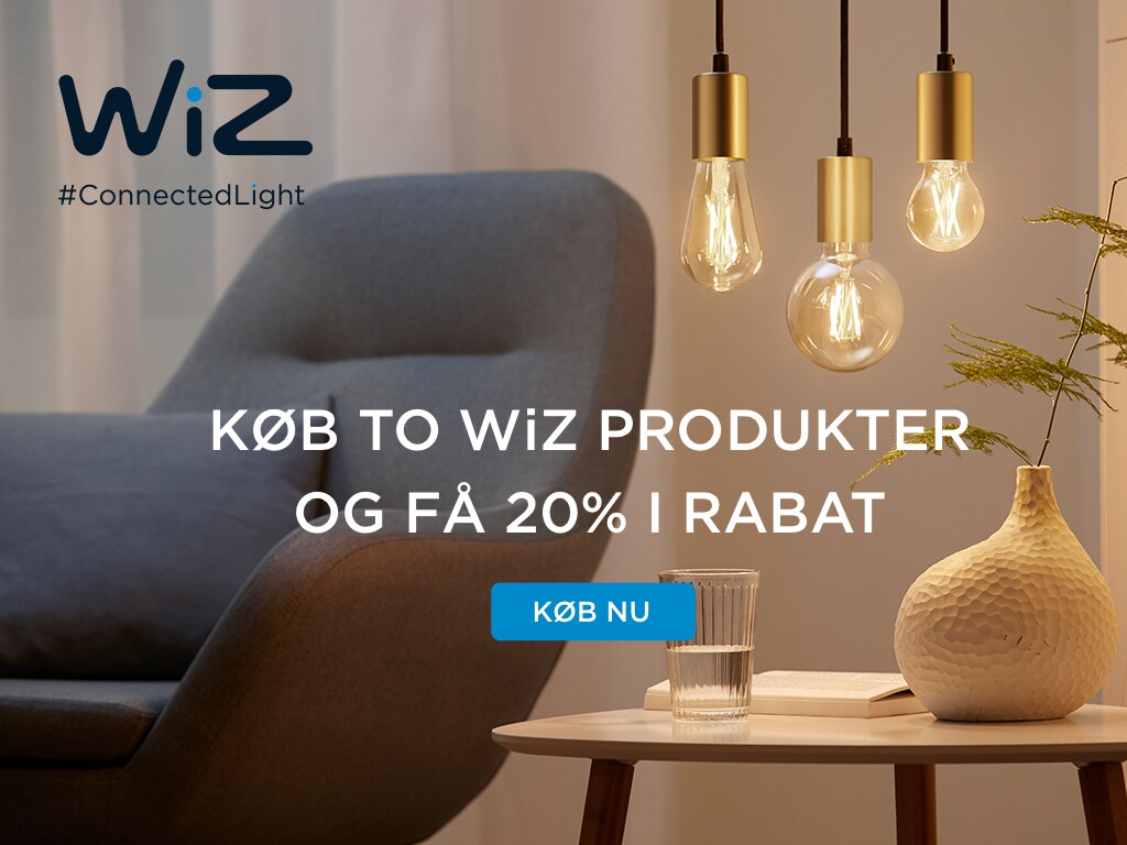 Wiz smart belysning- køb to WiZ produkter og få 20% i rabat