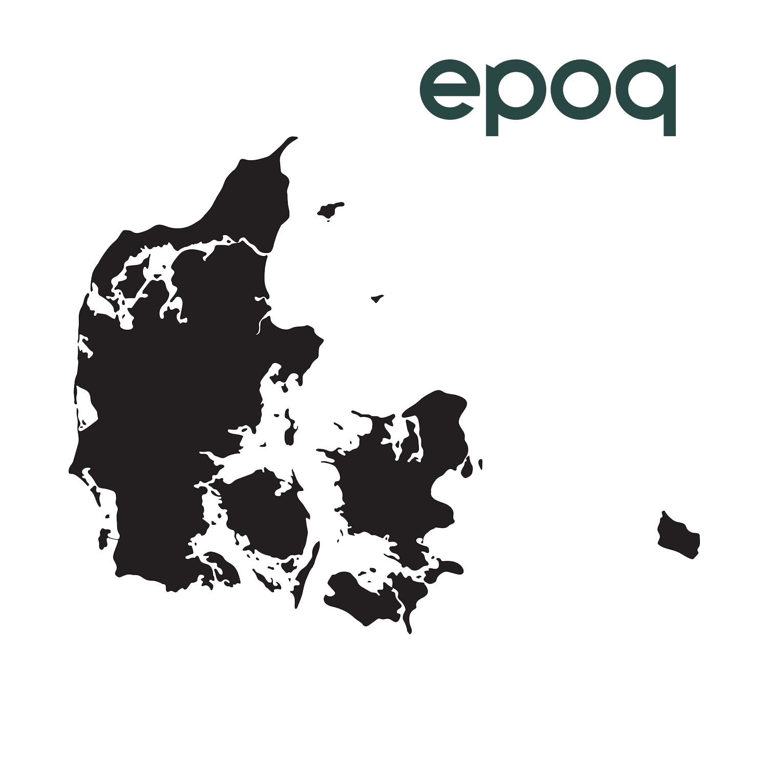 Kort over Danmark med Epoq-logo ved siden af