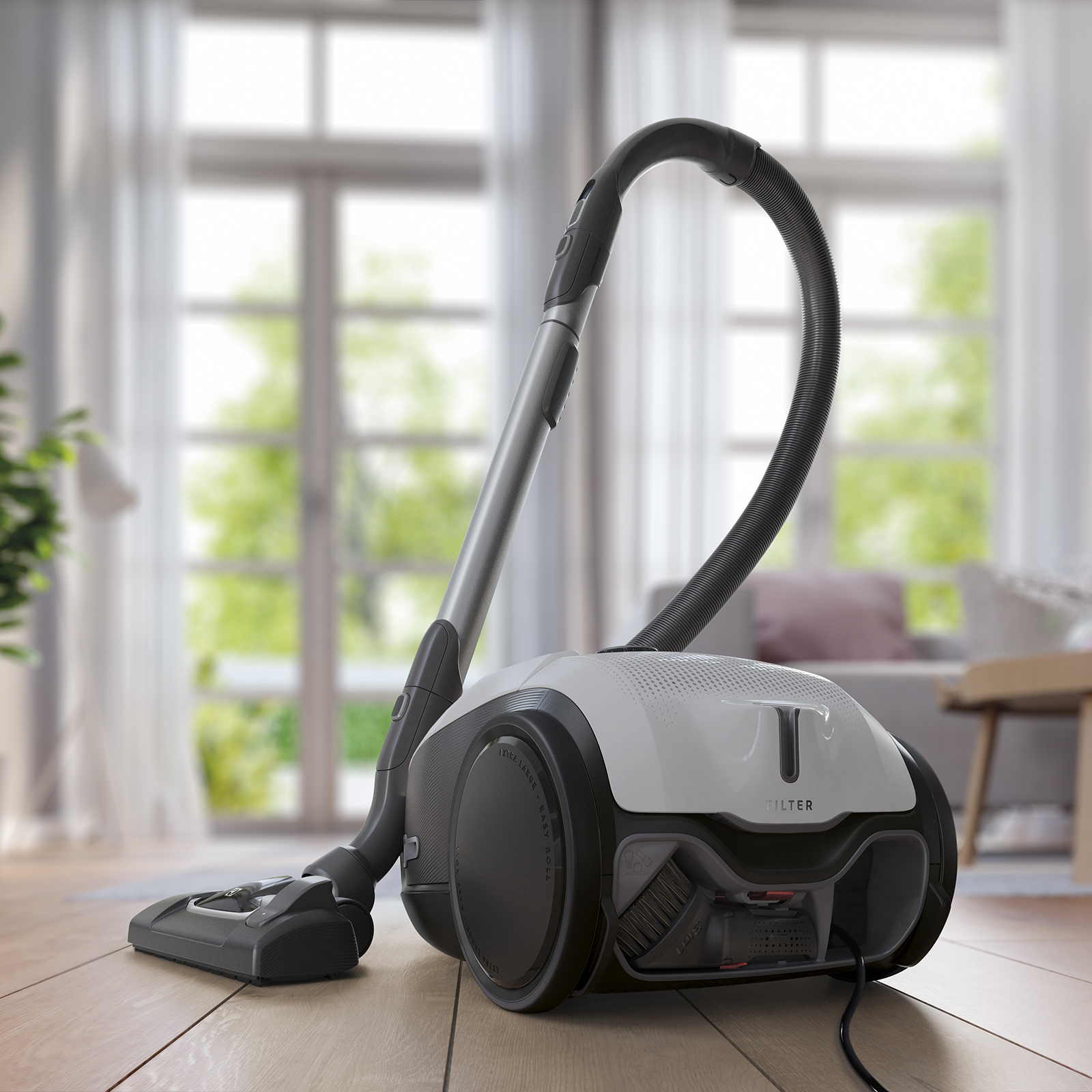 En Electrolux Pure D9 stående foran et vindue