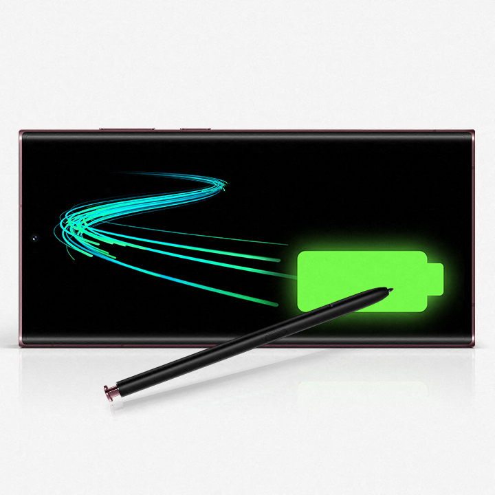 Galaxy S22 Ultra med et batteriikon