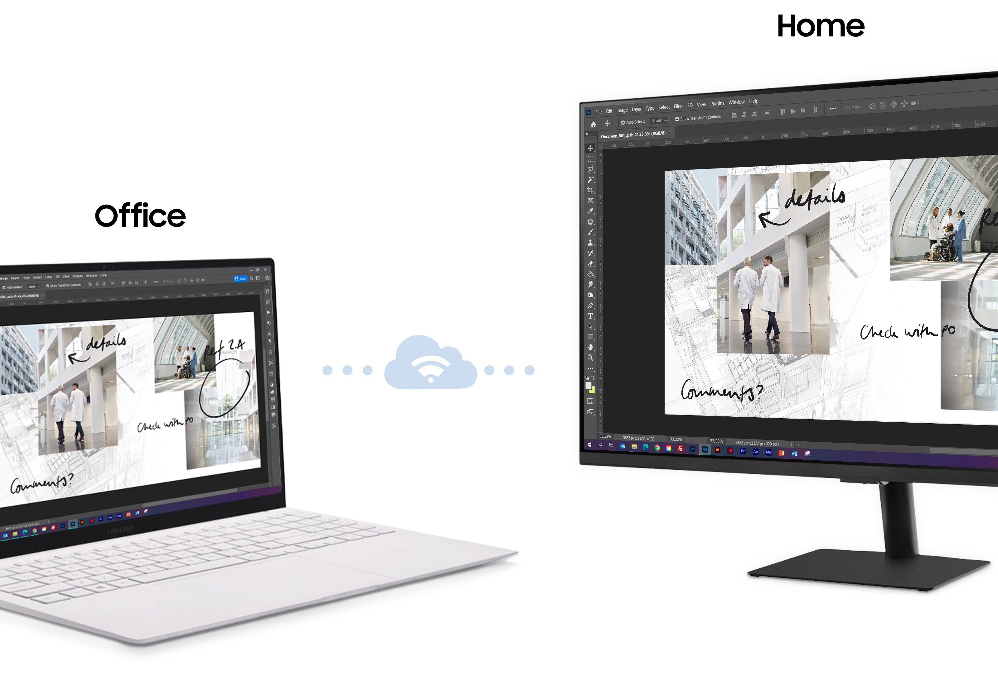 M5 - laptop og desktop i workmode