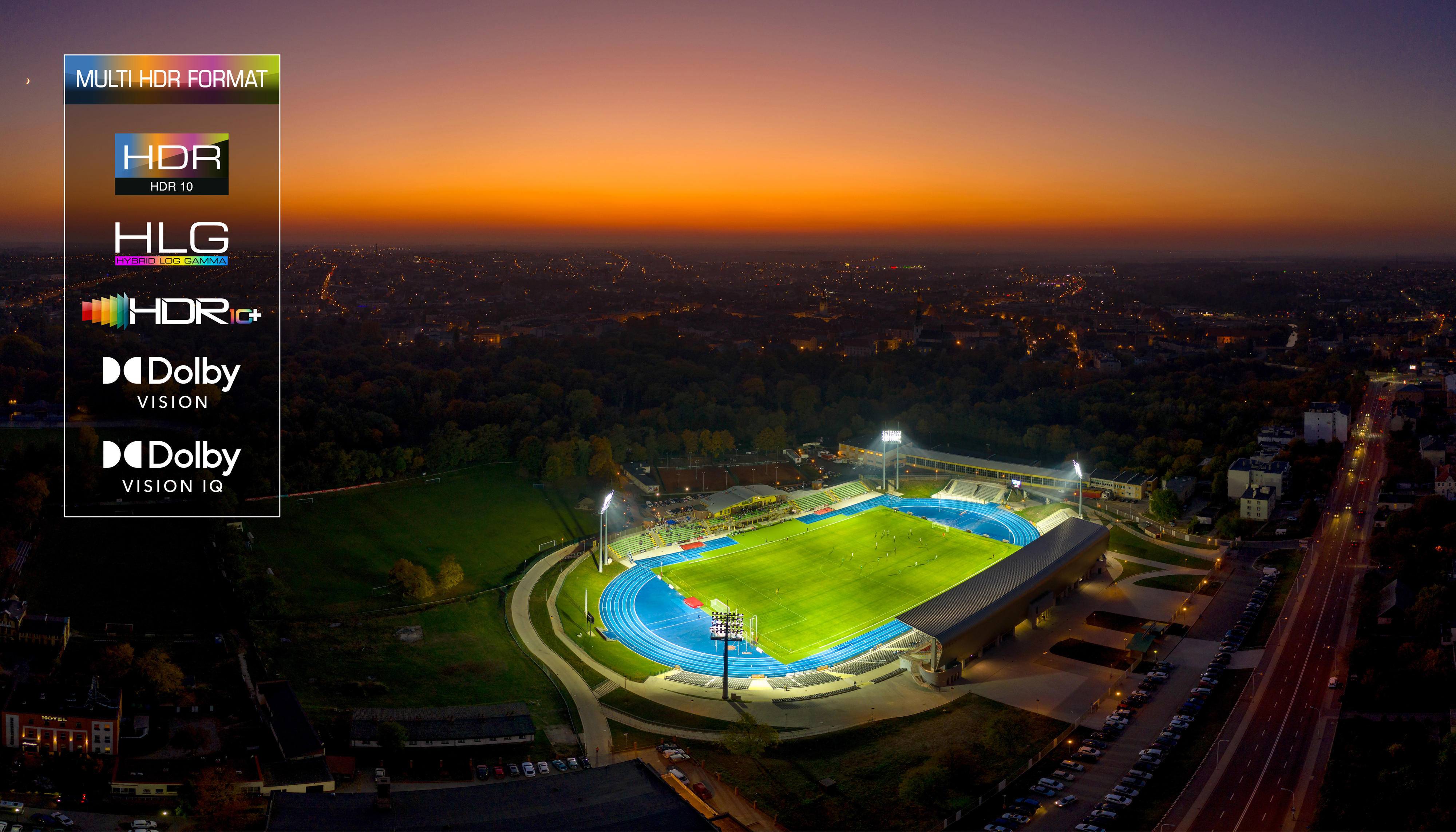 TCL-Fodboldstadion med HDR-tekst