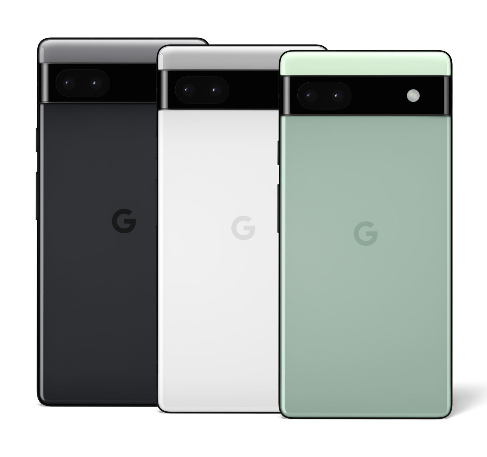 Pixel 6a i tre farver
