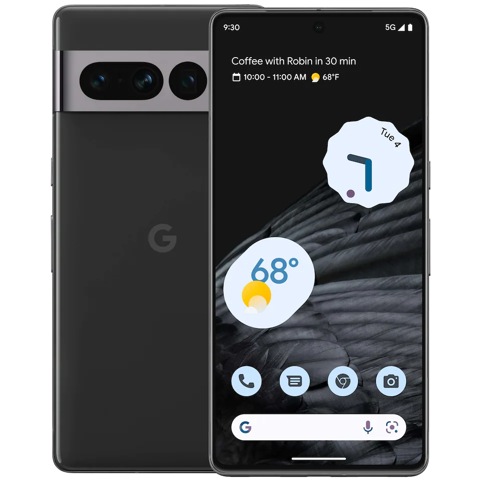 Billede af google pixel pro 7 smartphone i obsidian sort