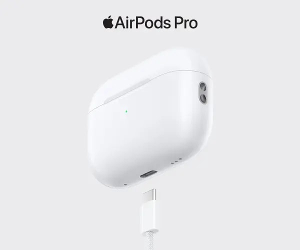 AirPods Pro med MagSafe-opladningsetuiet med et USB‑C-stik