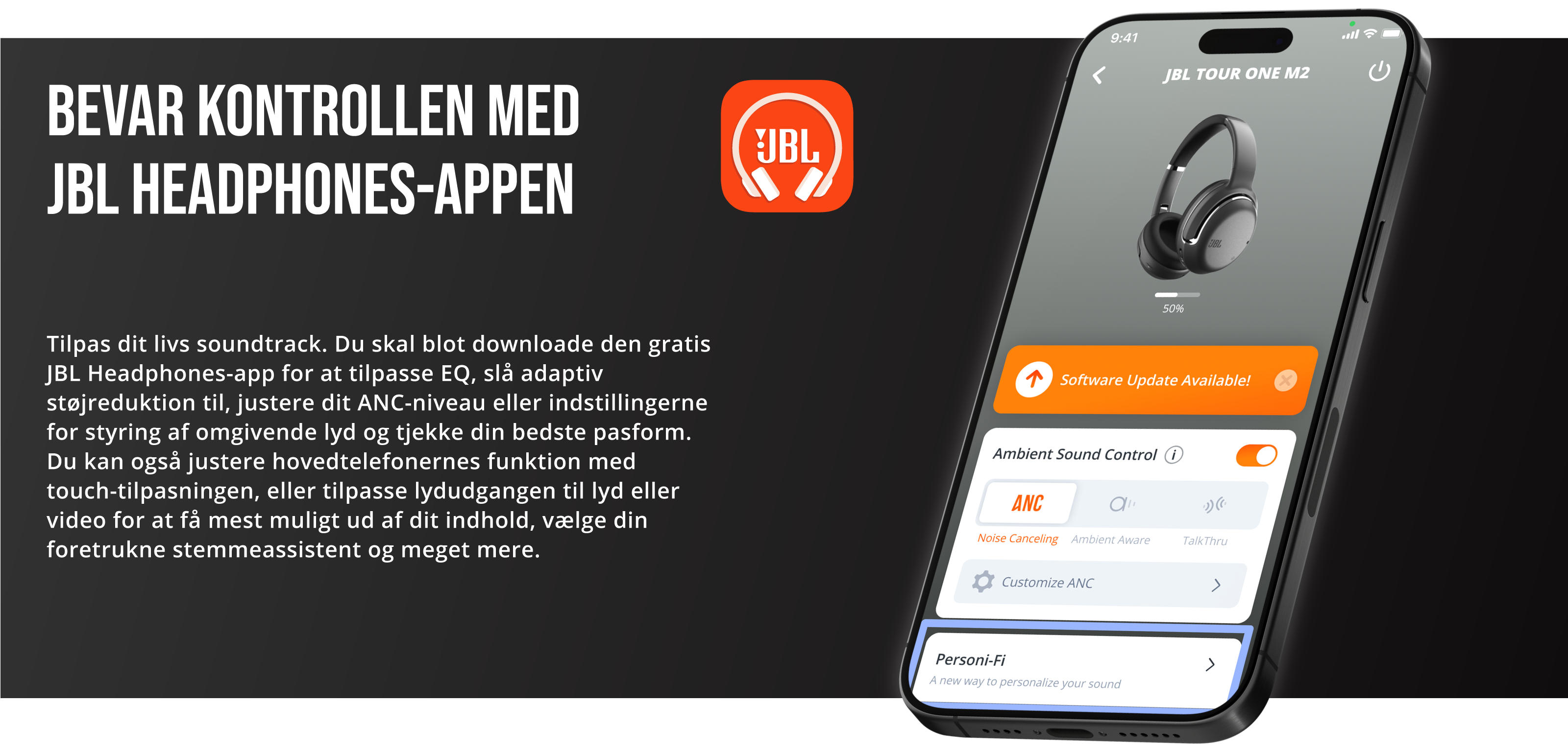 JBL Tour One M2: Bevar kontrollen med JBL Headphones-appen