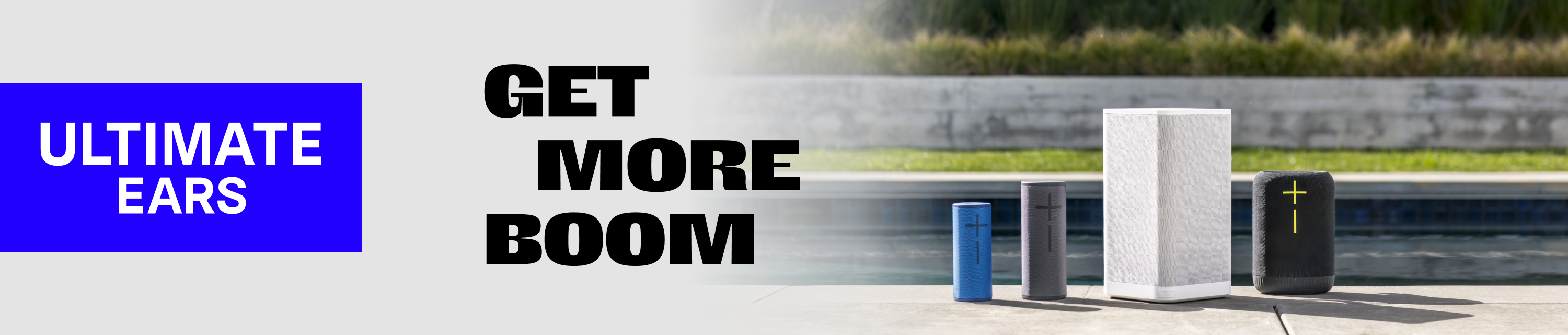 Ultimate Ears banner med teksten Get more boom