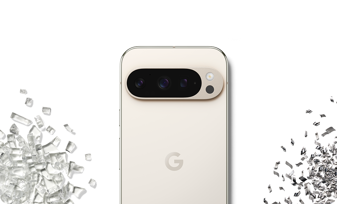 Google Pixel Pro 9 på hvid baggrund