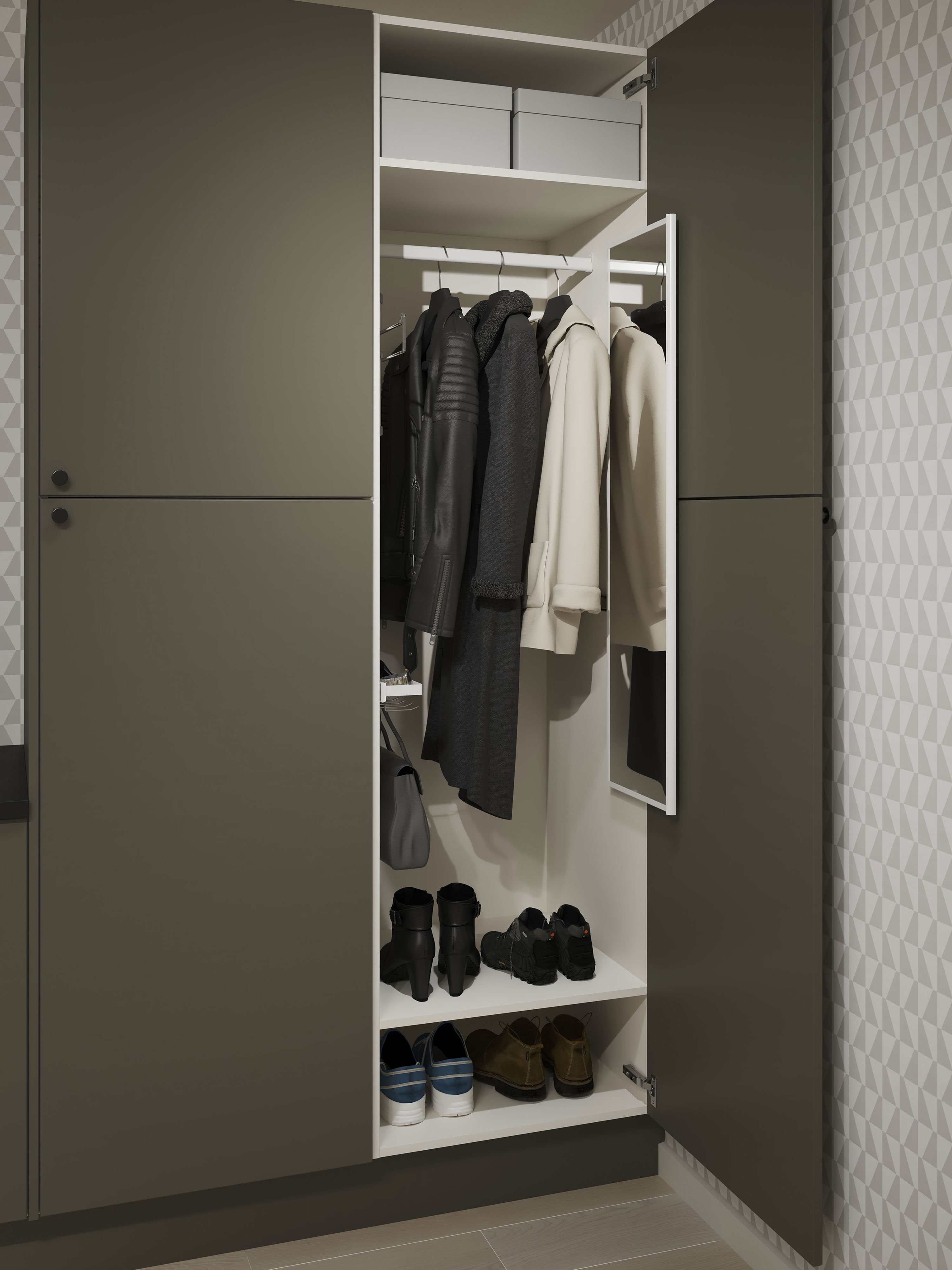 Åben Epoq Trend Sage garderobe med opbevaringssystem