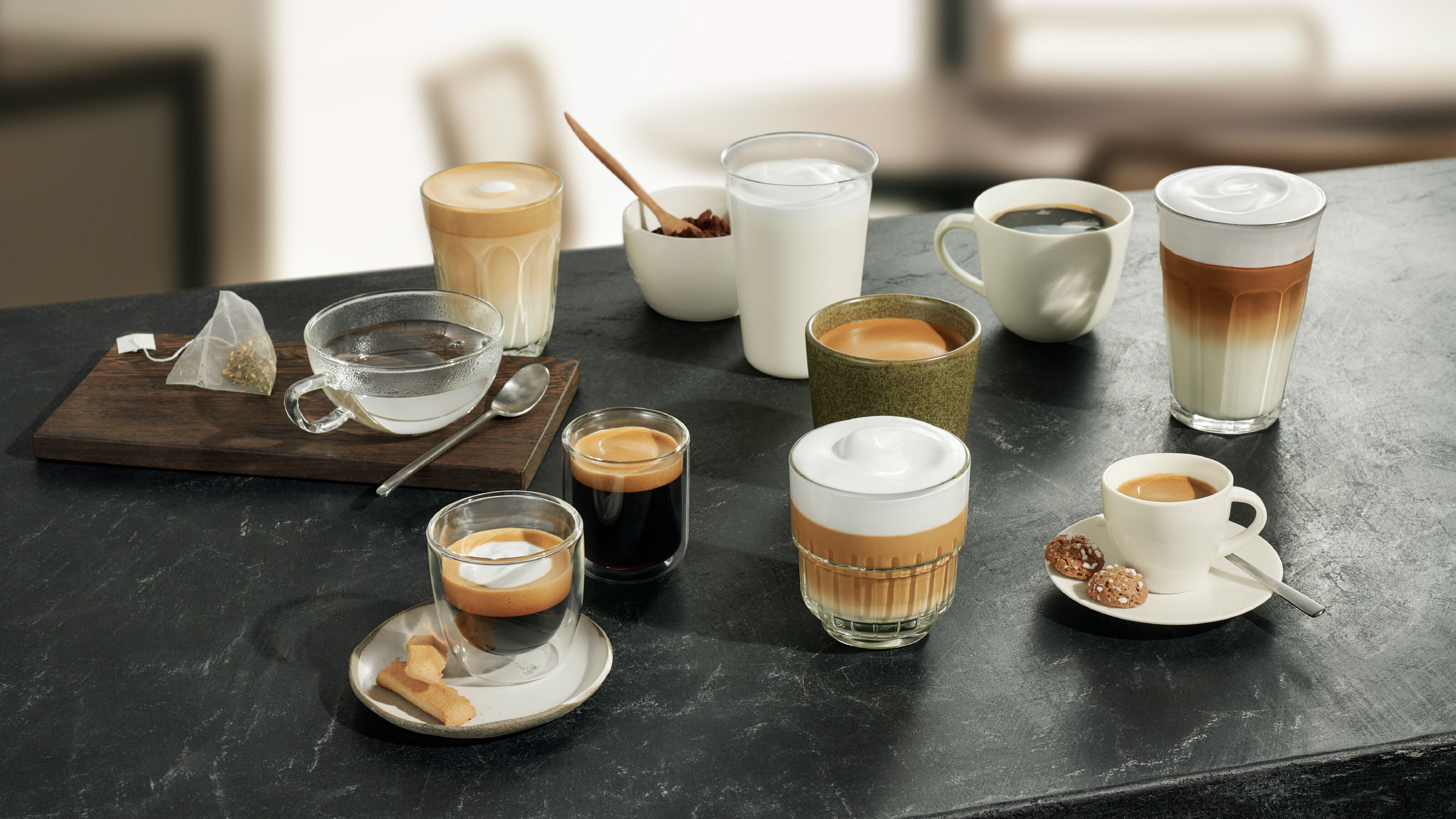 iAroma System - Forskellige typer kaffedrikke lavet med Siemens EQ500 kaffemaskine
