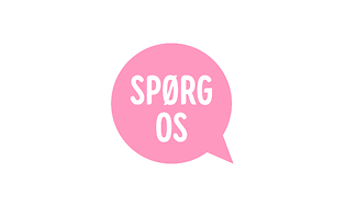 Spørg os logoet - en lyserød taleboble med frasen "Spørg os" i hvide blokbogstaver
