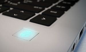 Fingeraftrykscanner på en laptop