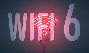 illustration wi-fi 6 med wi-fi-signal i neonlys