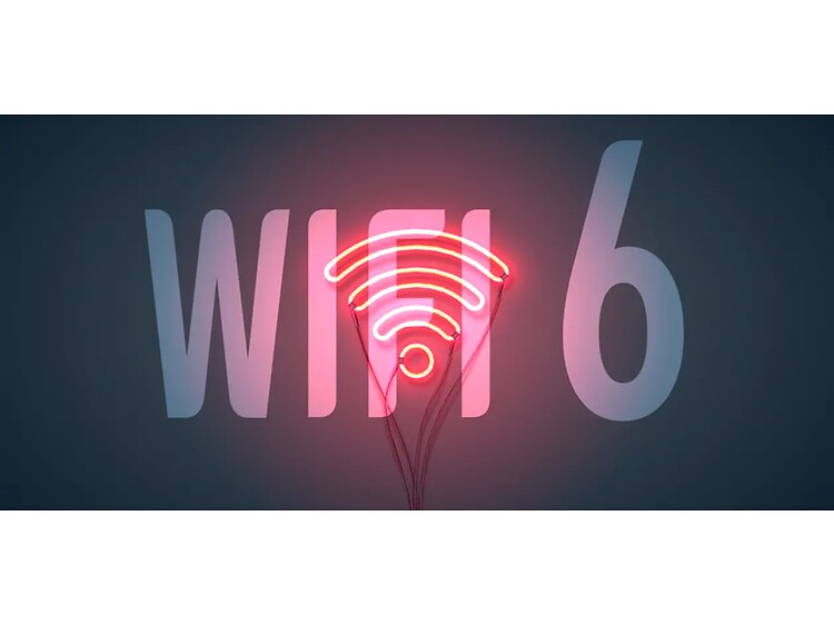 illustration wi-fi 6 med wi-fi-signal i neonlys