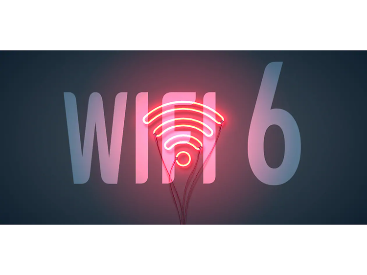 illustration wi-fi 6 med wi-fi-signal i neonlys