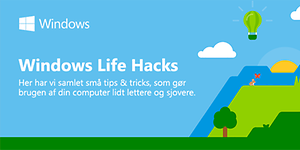 Windows Life Hacks banner med dansk tekstbeskrivelse af sidens indhold