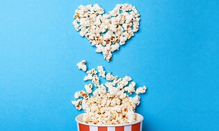 Popcorn formet som et hjerte