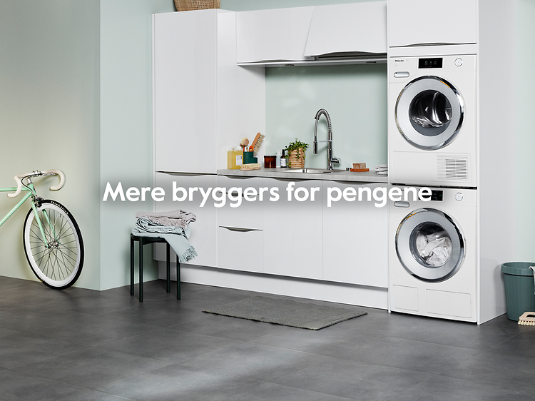 Bryggers med teksten "Mere bryggers for pengene"